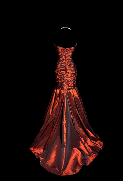 Romantic Red Prom Dress Satin Dress for Party Strapless Mermiad Evening Dress ED09155
