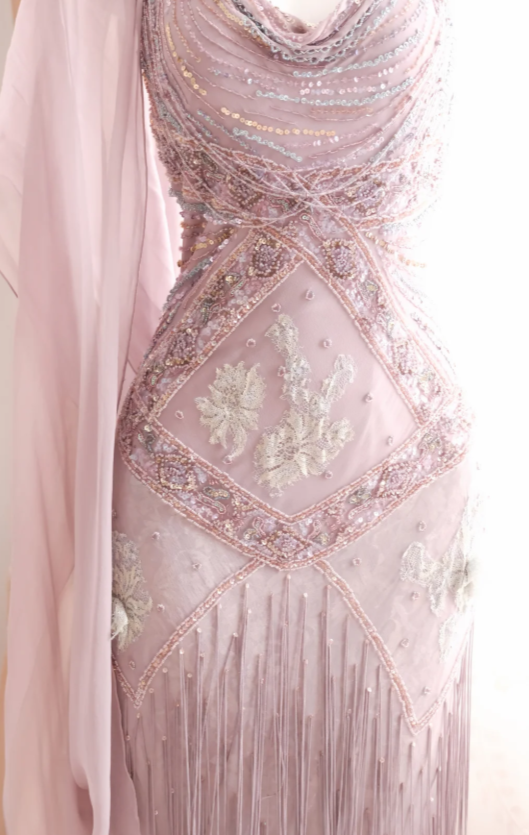 Romantic Pink Prom Dress Chiffon Beaded Dress for Party Straps Sheath Evening Dress ED09160