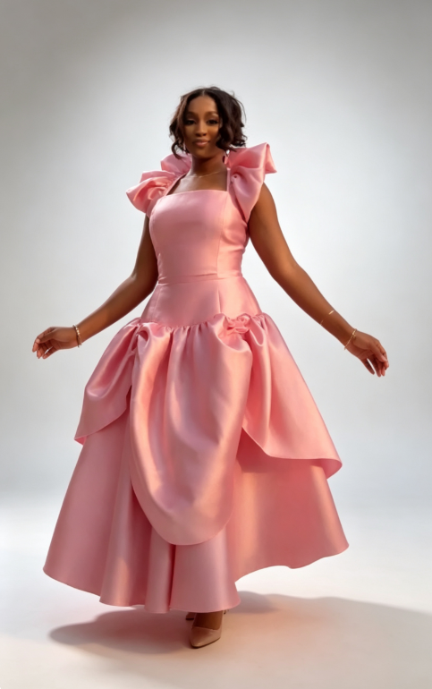 Chic Pink Prom Dress Satin Dress for Party Strapless Sheath Evening Dress ED09165
