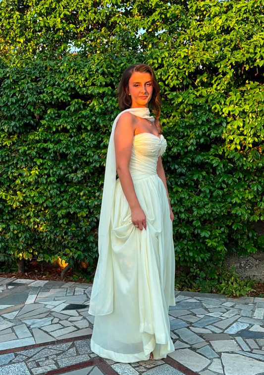 Robe de bal chic verte en mousseline pour soirée, robe de soirée fourreau sans bretelles ED09170