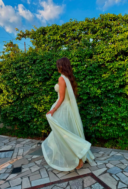 Chic Green Prom Dress Chiffon Dress for Party Strapless Sheath Evening Dress ED09170