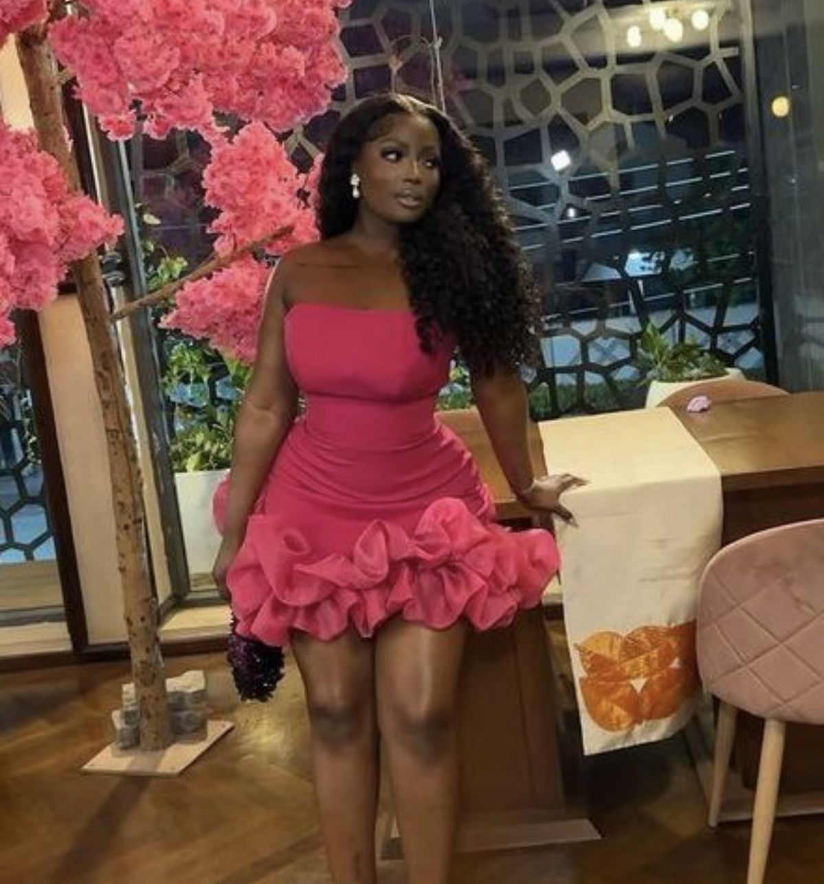 Sexy Hot Pink Hoco Dress Strapless Birthday Dress Sheath Tulle Dress for Party ED09173