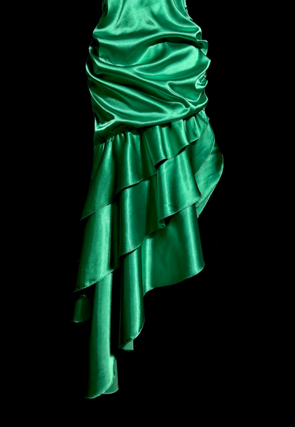 Sexy Green Hoco Dress Halter Birthday Dress Sheath Satin Dress for Party ED09173