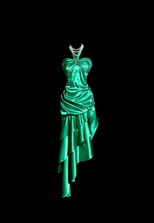 Sexy Green Hoco Dress Halter Birthday Dress Sheath Satin Dress for Party ED09173