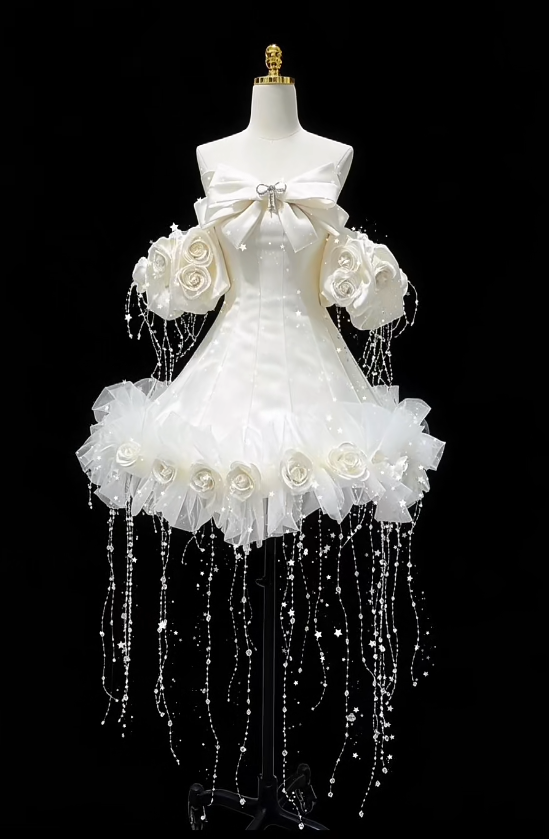 Sexy White Hoco Dress Off-shoulder Birthday Dress A-Line Satin Tulle Dress for Party ED09177