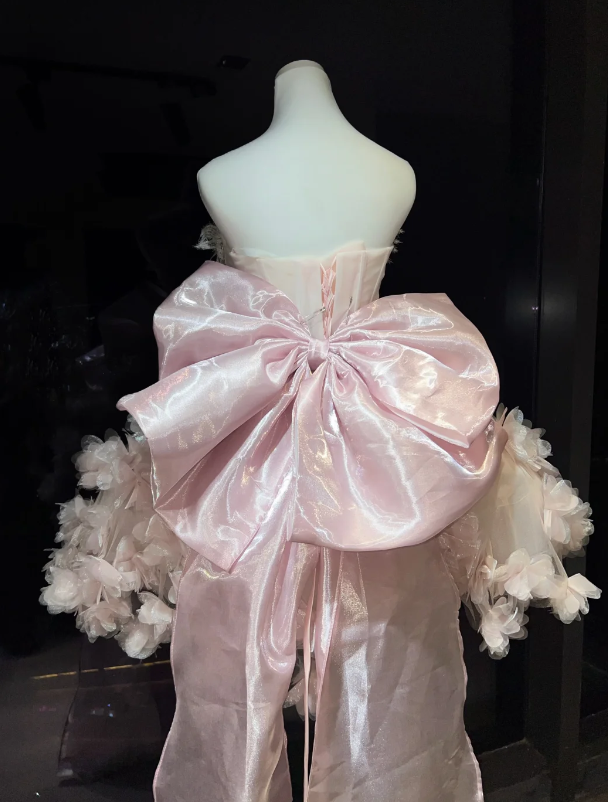 Cute Pink Hoco Dress Strapless A-Line Birthday Dress Tulle Dress for Party ED09181