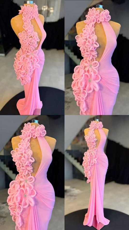 Robe de bal chic rose en mousseline de soie, fourreau, robe de soirée, longue robe de cérémonie, modèle ED09216