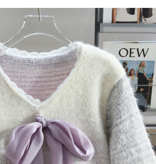 Sanfter Spitzenpullover im Chanel-Stil ED0921