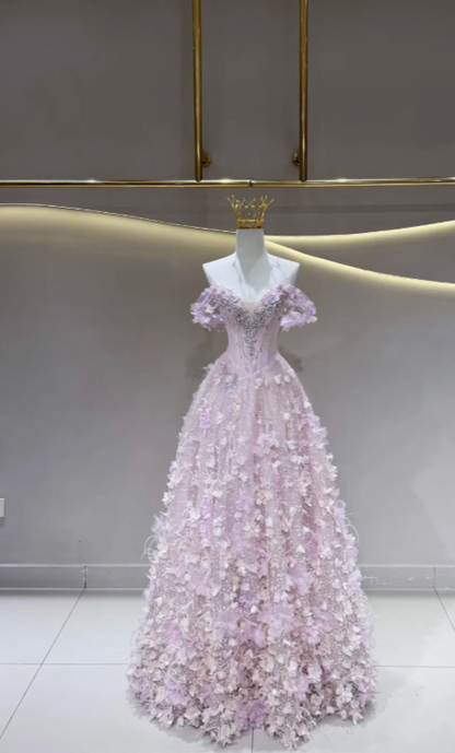 Fairy Purple Prom Dress Off-shoulder A-Line Long Evening Dress Tulle Dress for Party Dress ED09223