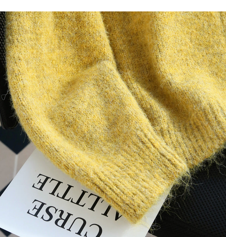 Warmer gelber Cardigan-Pullover mit doppeltem Reißverschluss und Revers ED0922
