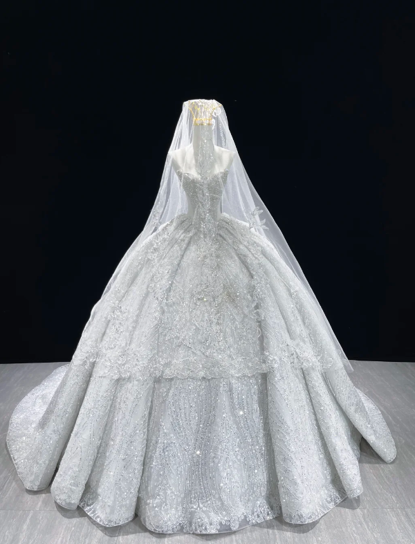 Gorgeous Sweetheart A-line Wedding Dress Tulle Beaded Appliques Bridal Gown White Bridal Dress ED09230
