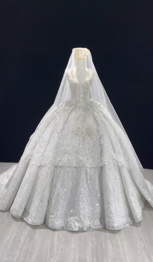 Gorgeous Sweetheart A-line Wedding Dress Tulle Beaded Appliques Bridal Gown White Bridal Dress ED09230