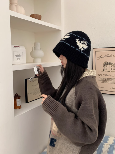 Black Vintage Knit Hat ED0923