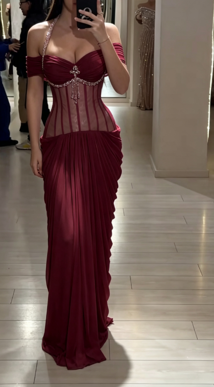 Chic Yellow Prom Dress Sheath Chiffon Dress for Party Off-shoulder Evening Dress ED09241