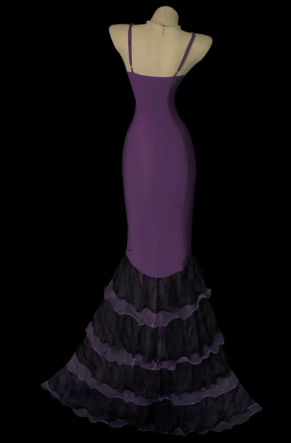 Chic Purple Prom Dress Mermaid Chiffon Dress for Party Straps Evening Dress ED09247