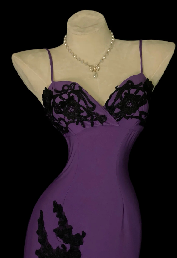Chic Purple Prom Dress Mermaid Chiffon Dress for Party Straps Evening Dress ED09247