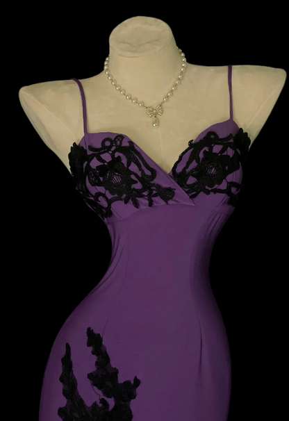 Chic Purple Prom Dress Mermaid Chiffon Dress for Party Straps Evening Dress ED09247