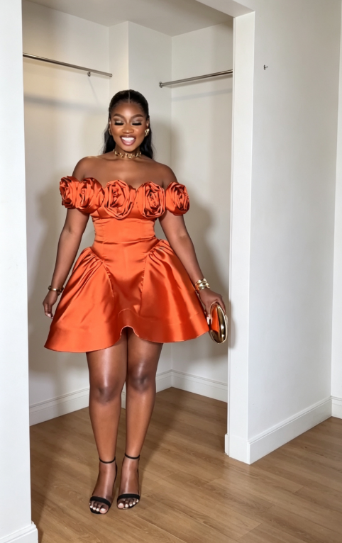 Modische rote Hoco-Kleid schulterfrei A-Linie kurzes Ballkleid ärmellos Satin-Geburtstagskleid ED09266