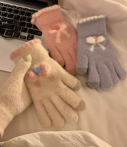 Cute Thick Touch Screen Plush Five Finger Gloves ED0926
