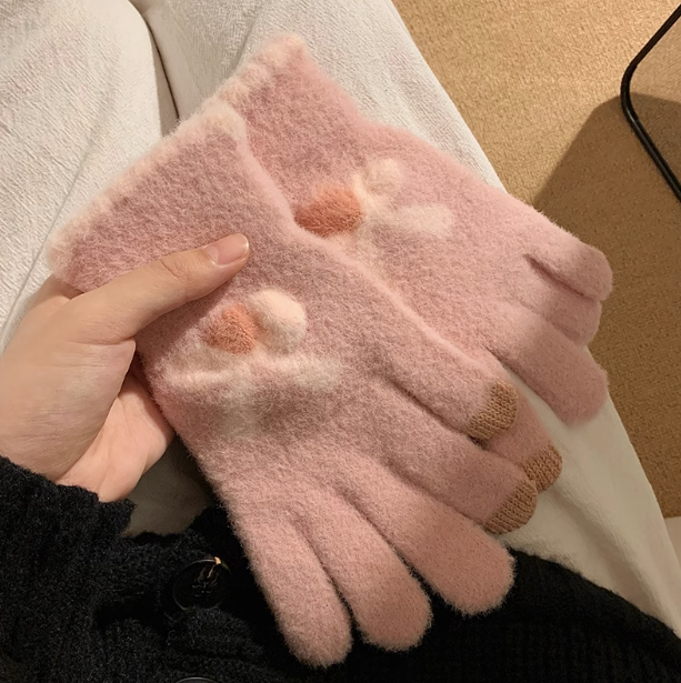 Cute Thick Touch Screen Plush Five Finger Gloves ED0926