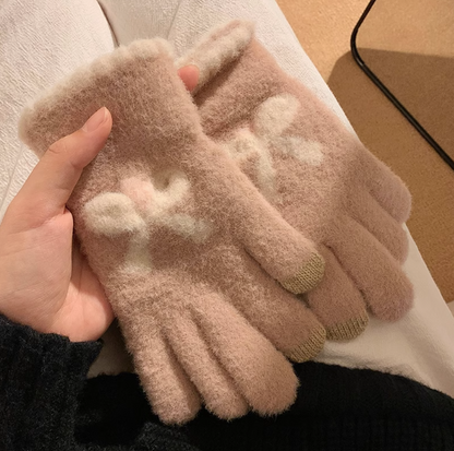 Cute Thick Touch Screen Plush Five Finger Gloves ED0926