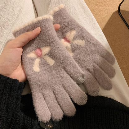 Cute Thick Touch Screen Plush Five Finger Gloves ED0926