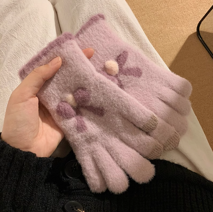 Cute Thick Touch Screen Plush Five Finger Gloves ED0926