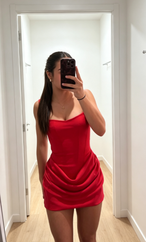 Fashion Rotes Geburtstagskleid mit Trägern Etuikleid für Party Satin Hoco Kleid ED09289