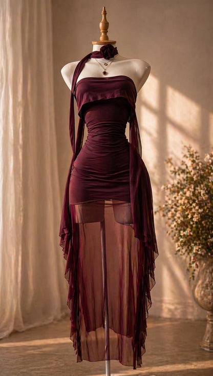 Sexy Dark Green Hoco Dress Strapless Sheath Dress for Party Chiffon Birthday Dress ED09296