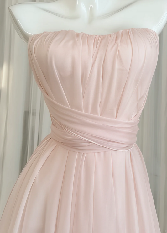 Sexy Pink Hoco Dress Strapless Sheath Dress for Party Chiffon Birthday Dress ED09297