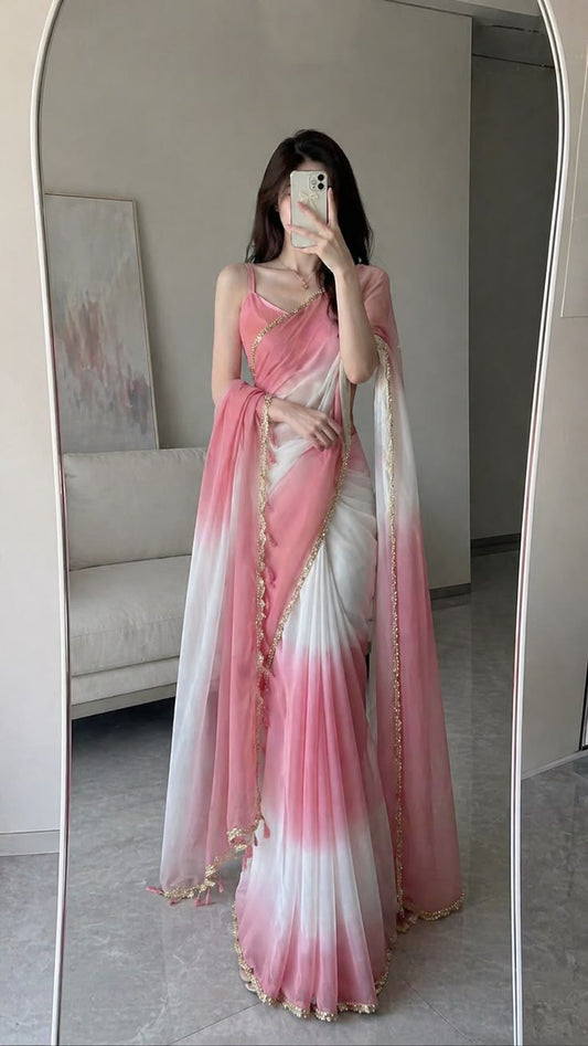 Chic Pink Prom Dress Straps Sheath Dress for Party Chiffon Long Evening Dress ED09305