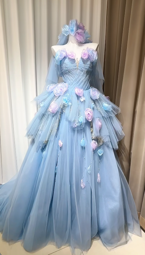 Gorgeous Blue Sweet 16 Dress Sweetheart A-Line Quinceanera Dress Tulle Prom Dress ED09313