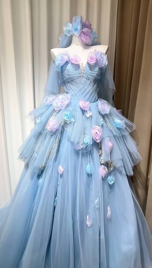 Gorgeous Blue Sweet 16 Dress Sweetheart A-Line Quinceanera Dress Tulle Prom Dress ED09313