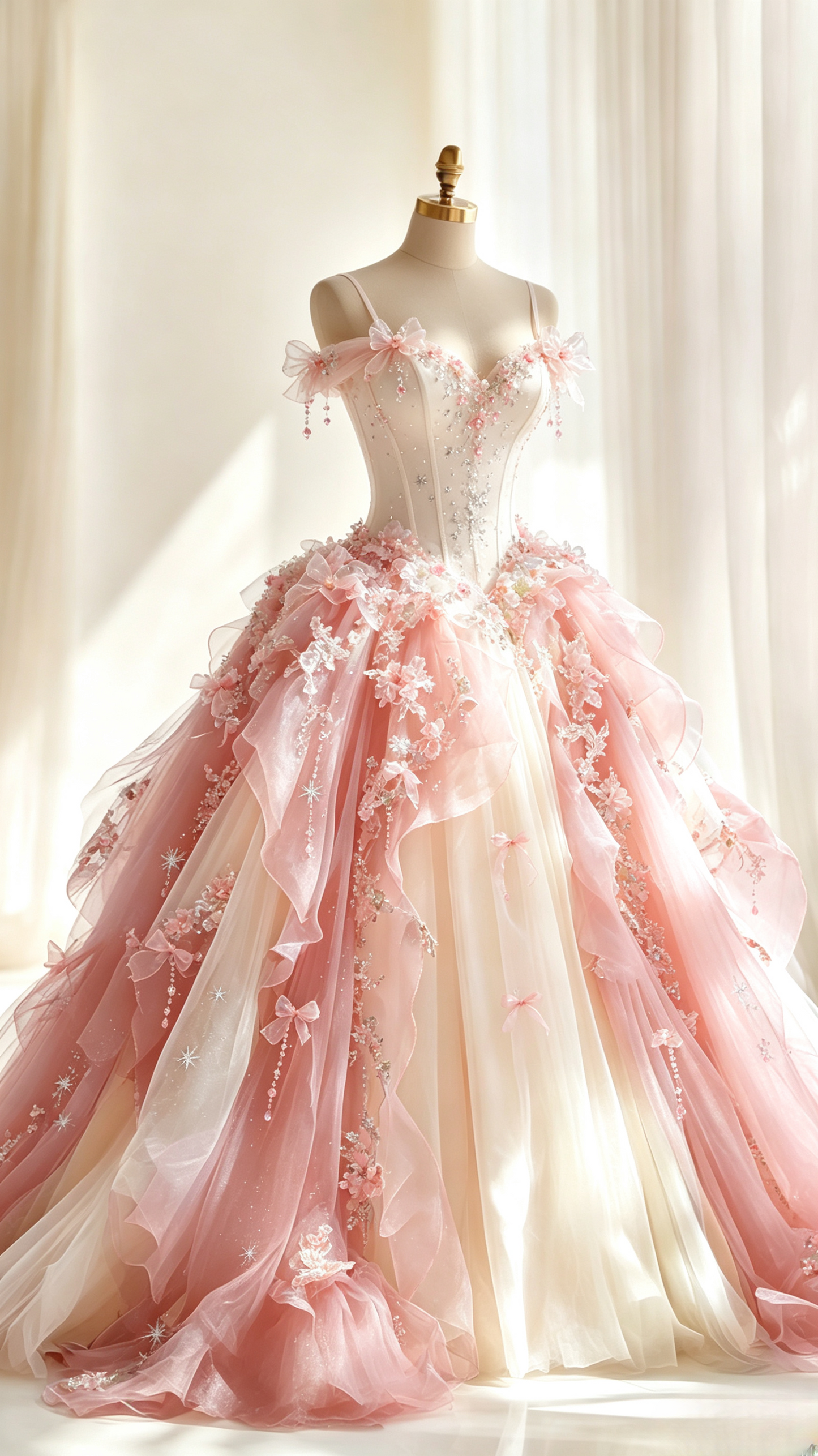 Gorgeous Pink Sweet 16 Dress Sweetheart Ball Gown Quinceanera Dress Applique Tulle Prom Dress ED09318）