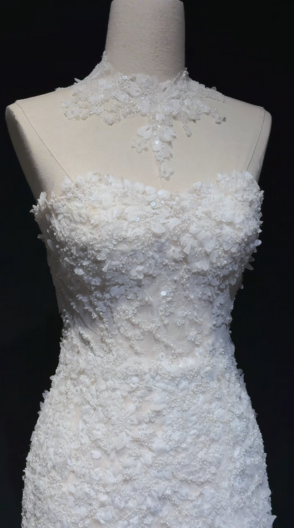 Gorgeous White Wedding Dress Sweetheart Tulle Beaded Birdal Dress Mermaid Bridal Gown ED09331