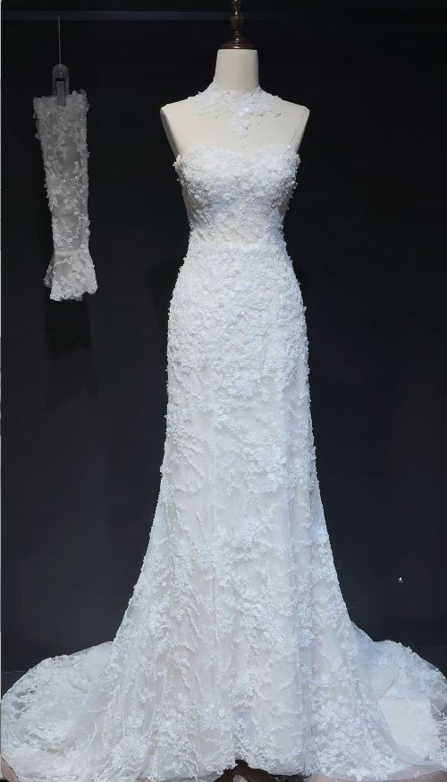 Gorgeous White Wedding Dress Sweetheart Tulle Beaded Birdal Dress Mermaid Bridal Gown ED09331