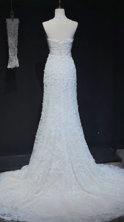 Gorgeous White Wedding Dress Sweetheart Tulle Beaded Birdal Dress Mermaid Bridal Gown ED09331