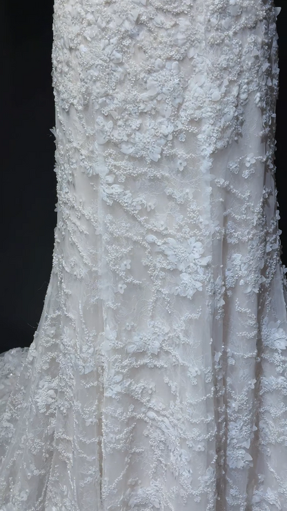Gorgeous White Wedding Dress Sweetheart Tulle Beaded Birdal Dress Mermaid Bridal Gown ED09331