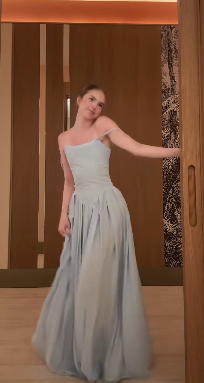 Fashion Blue Prom Dress Sheath Wedding Guest Dress Straps Satin Dress Evening Dress ED09357