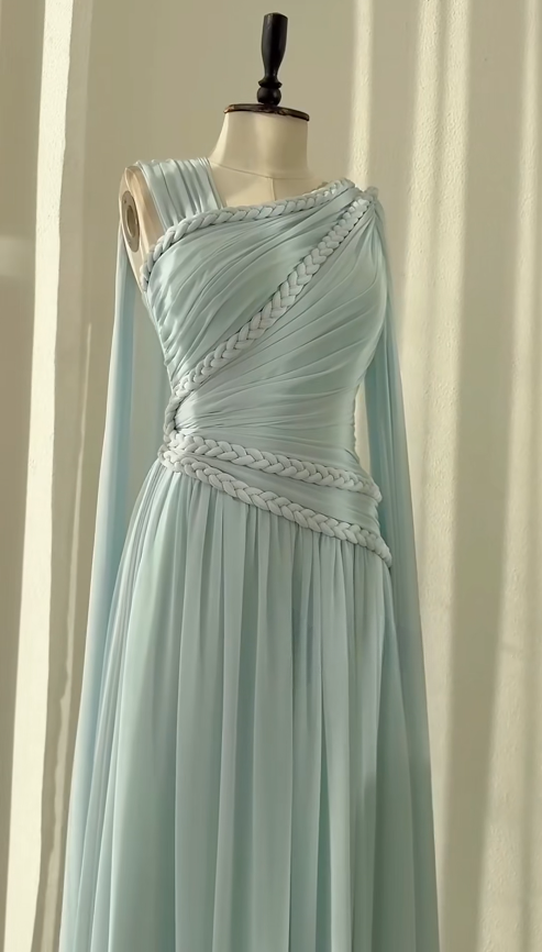 Fashion Tiffany Blue Prom Dress Sheath Straps Satin Long Evening Dress ED09358