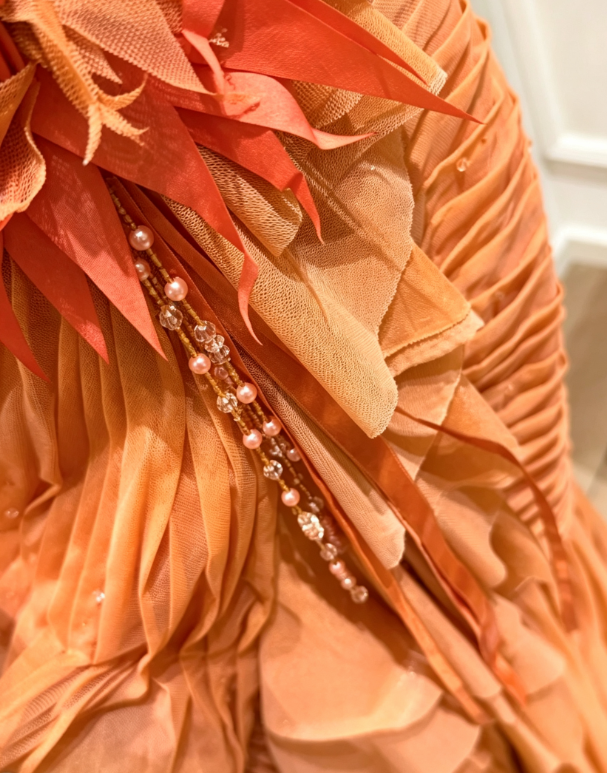 Fashion Orange Prom Dress Sheath Straps Chiffon Long Evening Dress ED09360