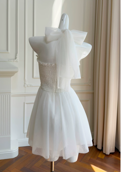 Sexy White Hoco Dress Halter A-Line Birthday Dress Chiffon Dress for Party ED09380