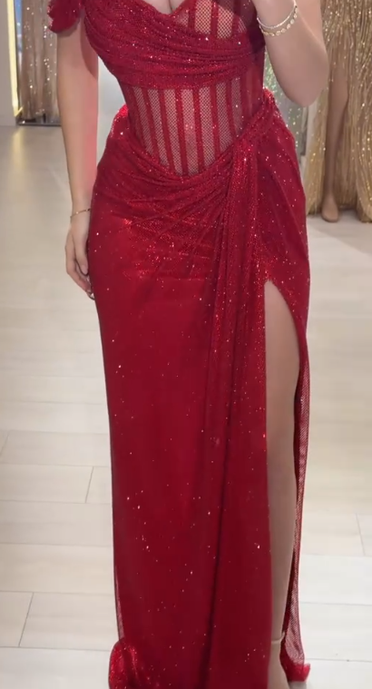 Chic Burgundy Prom Dress Sweetheart Sheath Tulle Long Evening Dress ED09392