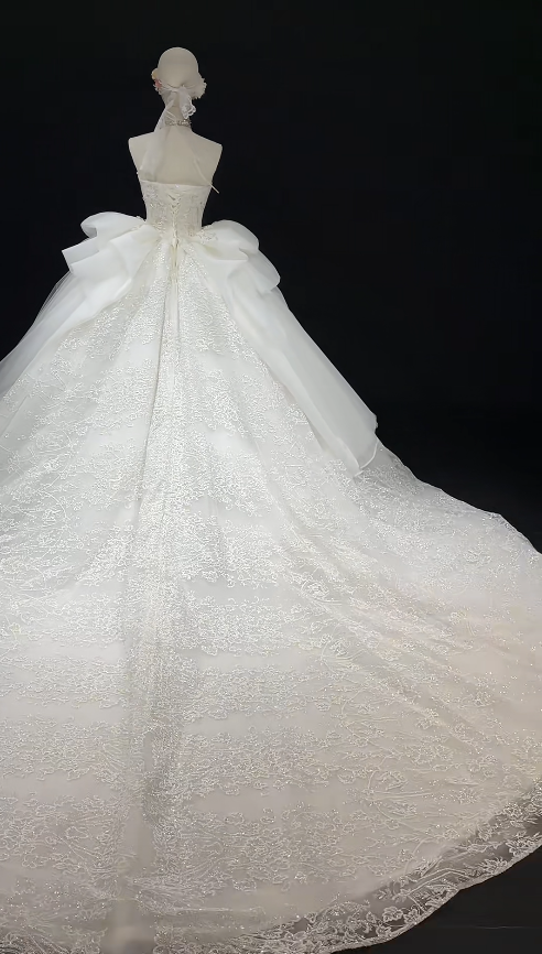 Schlichtes, weißes A-Linien-Hochzeitskleid aus Tüll, trägerloses Brautkleid ED09411