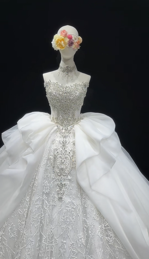 Schlichtes, weißes A-Linien-Hochzeitskleid aus Tüll, trägerloses Brautkleid ED09411