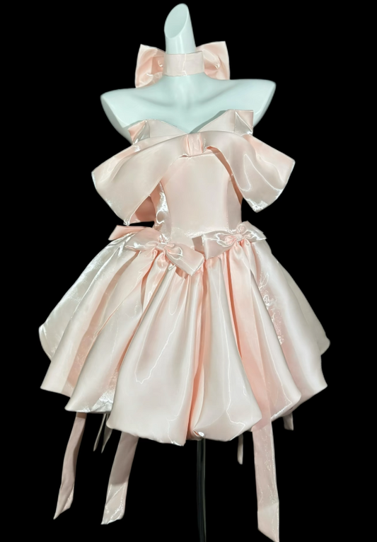 Süßes rosafarbenes Hoco-Kleid, schulterfreies A-Linien-Kleid für Geburtstage, Satinkleid für Partys ED09416