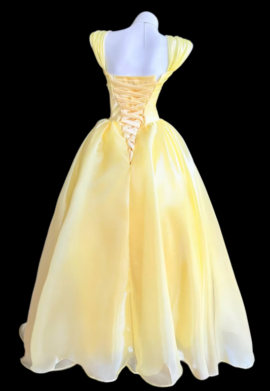 Pretty Yellow Birthday Dress Straps A-Line Prom Dress Chiffon Evening Dress ED09426