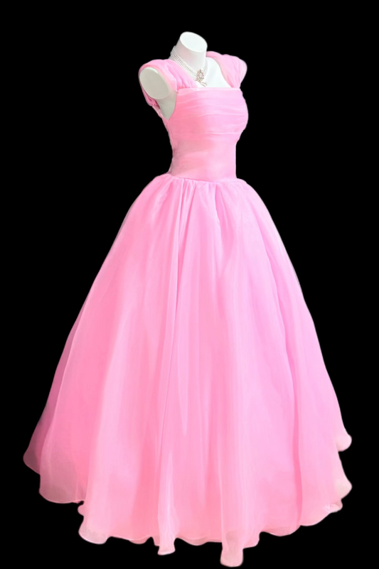 Pretty Pink Birthday Dress Straps A-Line Prom Dress Chiffon Evening Dress ED09428