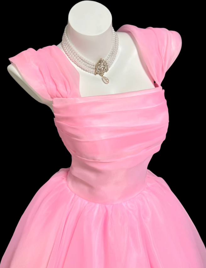 Pretty Pink Birthday Dress Straps A-Line Prom Dress Chiffon Evening Dress ED09428