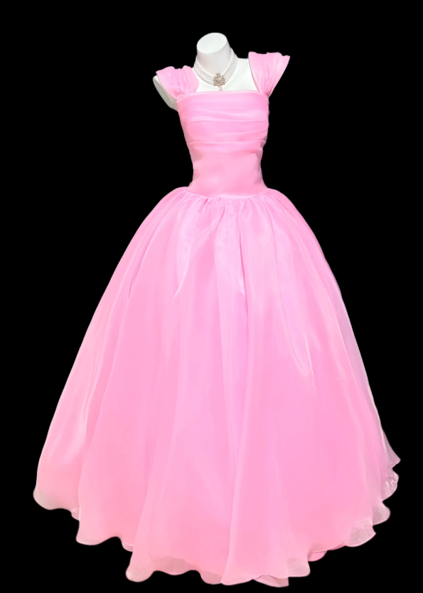 Pretty Pink Birthday Dress Straps A-Line Prom Dress Chiffon Evening Dress ED09428